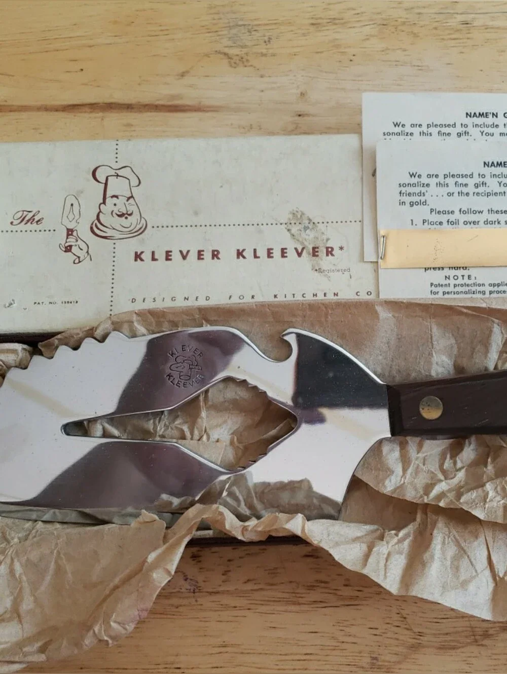 Rare Vintage “klever  Kleever” Multi-Purpose Meat Cleaver Knife Tenderizer - NEW